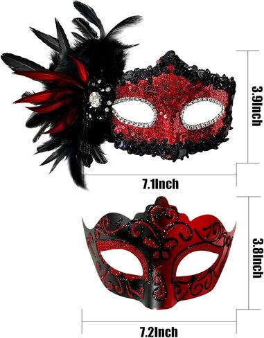 2024 New Feather Masquerade Mask for Women Men Couple in Kuwait