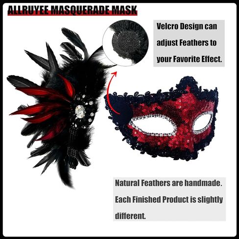 2024 New Feather Masquerade Mask for Women Men Couple in Kuwait
