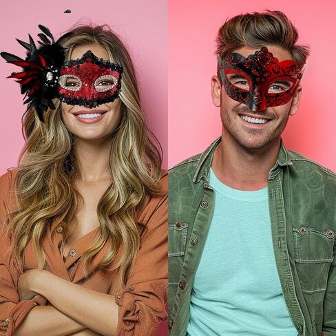 2024 New Feather Masquerade Mask for Women Men Couple in Kuwait