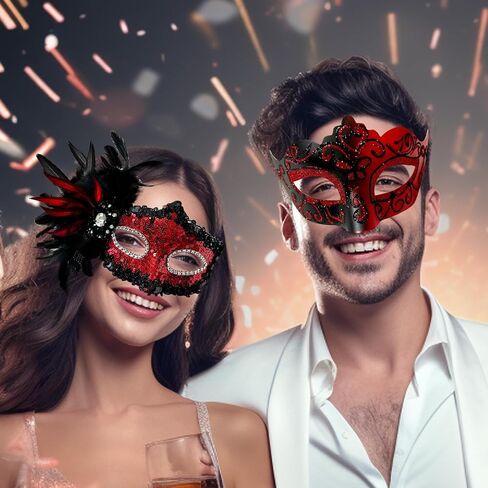 2024 New Feather Masquerade Mask for Women Men Couple in Kuwait