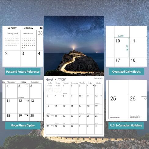 2025 Wall Calendar Milky Way, 18 Months Wallcalendar 2025, Jul.2024 - Dec.2025, 12" x 24" Opened, Thick Glossy Paper, Milky Way Calendars 2024-2025, Home and Office Organizer in Saudi Arabia