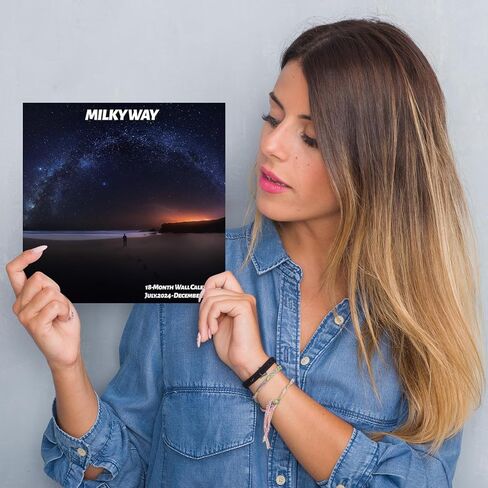 2025 Wall Calendar Milky Way, 18 Months Wallcalendar 2025, Jul.2024 - Dec.2025, 12" x 24" Opened, Thick Glossy Paper, Milky Way Calendars 2024-2025, Home and Office Organizer in Saudi Arabia