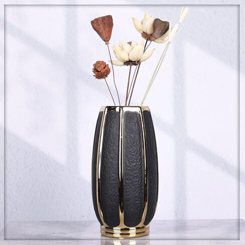 White Gold Home Decor Vase, Round White Bud Ceramic Vase for Flower Decoration, Luxury Home Decoration, Living Room Decoration, Dining Table Centerpiece (E-White) in Saudi Arabia