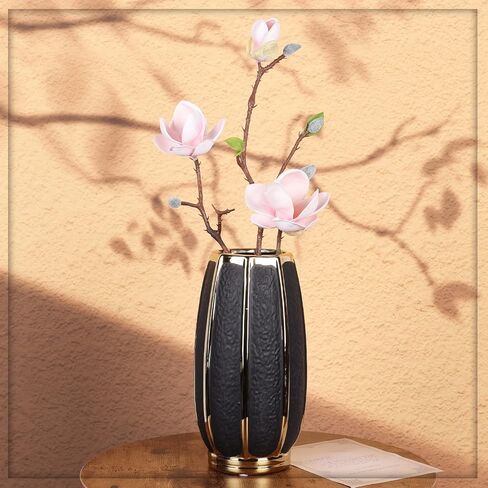 White Gold Home Decor Vase, Round White Bud Ceramic Vase for Flower Decoration, Luxury Home Decoration, Living Room Decoration, Dining Table Centerpiece (E-White) in Saudi Arabia