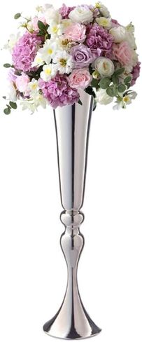 Large 29inch Metal Wedding Centerpieces Vase Trumpet Road Lead for Party Dinner Centerpiece Anniversary Ceremony Birthday Event Hotel Decor Home Decoration WEPDIY (French Gold, 29 inch) in Saudi Arabia