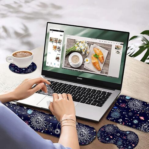 Gaming Mouse Pad with Wrist Rest Support Set, Ergonomic Memory Foam Keyboard Wrist Rest for Computer Home Office Working, Wireless Mouse Mat Hand Rest Chaos Coordinator Wildflower Office Desk Pad in Saudi Arabia