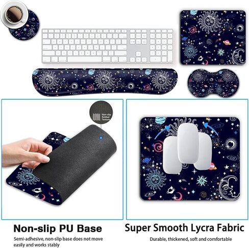 Gaming Mouse Pad with Wrist Rest Support Set, Ergonomic Memory Foam Keyboard Wrist Rest for Computer Home Office Working, Wireless Mouse Mat Hand Rest Chaos Coordinator Wildflower Office Desk Pad in Saudi Arabia