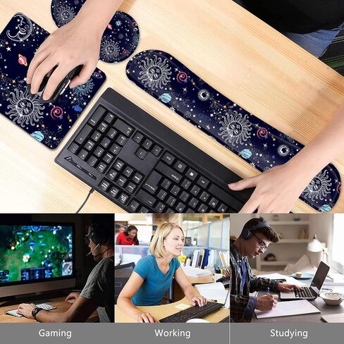 Gaming Mouse Pad with Wrist Rest Support Set, Ergonomic Memory Foam Keyboard Wrist Rest for Computer Home Office Working, Wireless Mouse Mat Hand Rest Chaos Coordinator Wildflower Office Desk Pad in Saudi Arabia