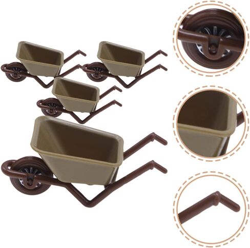 Zerodeko 4PCS Simulation Cart Models, Dollhouse Mini Barrows, Miniature Wheelbarrow Accessories for Action Figures, Dioramas, Micro-Landscape Decor in Saudi Arabia