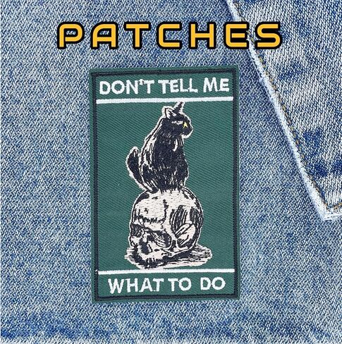 Cat Iron On Patches, White Cute Cats Embroidered Jean Patches, Green Sew On Patches, Funny Applique DIY Iron On Patches for Clothes, Vest, Jackets, Jeans, Backpacks, Clothing & Hats. in Saudi Arabia