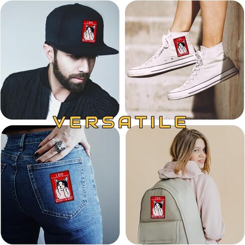 Cat Iron On Patches, White Cute Cats Embroidered Jean Patches, Green Sew On Patches, Funny Applique DIY Iron On Patches for Clothes, Vest, Jackets, Jeans, Backpacks, Clothing & Hats. in Saudi Arabia