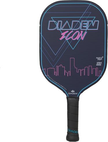 Diadem ICON Performance Pickleball Paddle | Graphite Carbon Fiber, Honeycomb Core, Fiberglass Face, Ultra Sleek Edge Guard, Spin Friendly | Indoor/Outdoor | USAPA Approved in Saudi Arabia