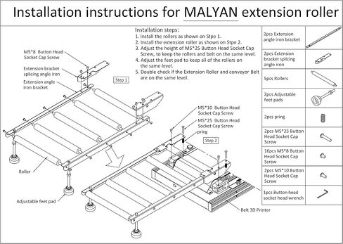 مجموعة دعامة وصلة دوارة لتمديد حزام الطابعة، متوافقة مع MALYAN MA21/MA20 وSainSmart INFI-20 وCreality CR-30 in Kuwait