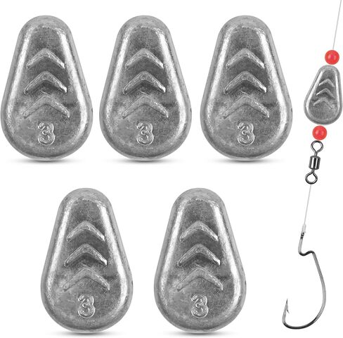 No Roll Sinkers Fishing Weights Sinkers, Flat Inline Sinkers No Snag Slip Sinkers Fishing Weights Gear Tackle for Catfishing Rigs Saltwater Freshwater in Saudi Arabia