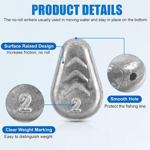 No Roll Sinkers Fishing Weights Sinkers, Flat Inline Sinkers No Snag Slip Sinkers Fishing Weights Gear Tackle for Catfishing Rigs Saltwater Freshwater in Saudi Arabia