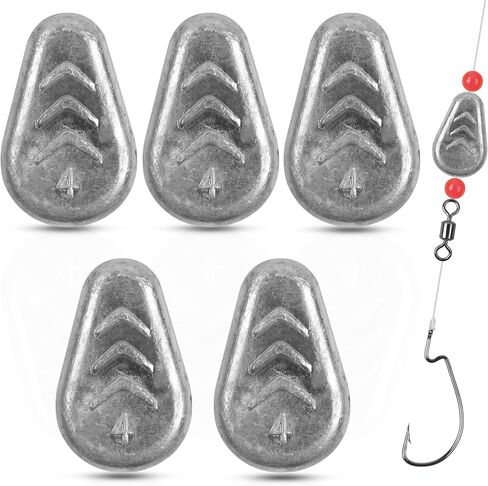 No Roll Sinkers Fishing Weights Sinkers, Flat Inline Sinkers No Snag Slip Sinkers Fishing Weights Gear Tackle for Catfishing Rigs Saltwater Freshwater in Saudi Arabia