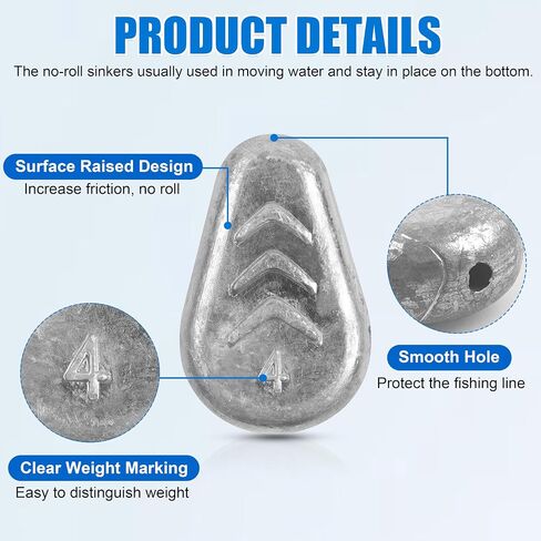No Roll Sinkers Fishing Weights Sinkers, Flat Inline Sinkers No Snag Slip Sinkers Fishing Weights Gear Tackle for Catfishing Rigs Saltwater Freshwater in Saudi Arabia