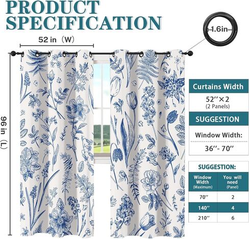 Colorful Vintage Curtains for Living Room, Blue Orange Checkered Geometric Solid Thermal Insulated Grommet Drapes, Room Darkening Window Curtain Panels(Set of 2, 52 x 84 Inch) in Saudi Arabia