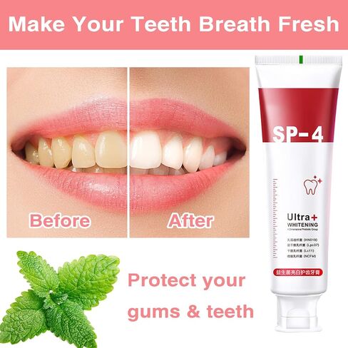 Sp-4 Toothpaste, Probiotic Whitening Toothpaste, Fresh Breath Toothpaste, Promotes Healthy Teeth and Gums，SP-4 Brightening & Removing Toothpaste, Whitens Teeth (2Pcs) in Saudi Arabia