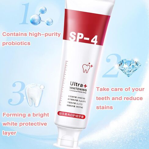 Sp-4 Toothpaste, Probiotic Whitening Toothpaste, Fresh Breath Toothpaste, Promotes Healthy Teeth and Gums，SP-4 Brightening & Removing Toothpaste, Whitens Teeth (2Pcs) in Saudi Arabia