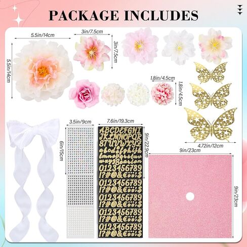 Graduation Cap Decorations Kit Glitter Paper with Faux Flowers 3D Butterfly Stickers Letter Number Stickers and Rhinestones Stickers- DIY Graduation Cap Craft Art Photo Decoration (Black+Pink) in Saudi Arabia