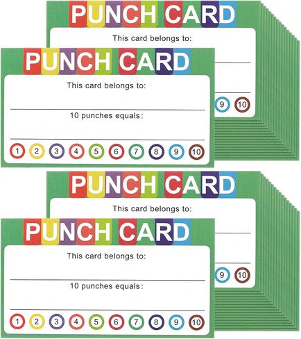 100 PCS Punch Cards for Small Business, Reward Chart Incentive Punch Cards for Kids Awards Loyalty Cards for Home School Classroom Kids Behavior Teachers Students Business Punch, 3.5" X 2" in Saudi Arabia