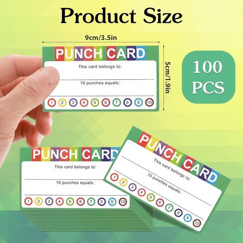 100 PCS Punch Cards for Small Business, Reward Chart Incentive Punch Cards for Kids Awards Loyalty Cards for Home School Classroom Kids Behavior Teachers Students Business Punch, 3.5" X 2" in Saudi Arabia