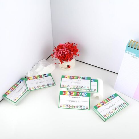 100 PCS Punch Cards for Small Business, Reward Chart Incentive Punch Cards for Kids Awards Loyalty Cards for Home School Classroom Kids Behavior Teachers Students Business Punch, 3.5" X 2" in Saudi Arabia