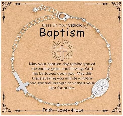 First Communion Confirmation Gifts Bracelet Silver Gold Plated Virgin Mary Cross Charm Link Chain Bracelet Rosary Beads Bracelet for Sister Catholic Jewelry Gifts in Saudi Arabia