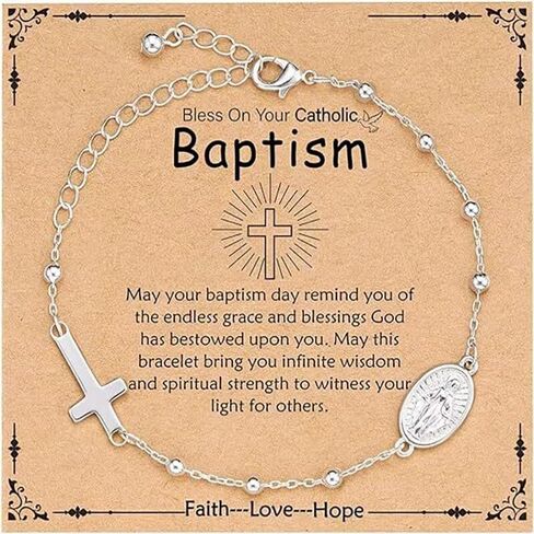 First Communion Confirmation Gifts Bracelet Silver Gold Plated Virgin Mary Cross Charm Link Chain Bracelet Rosary Beads Bracelet for Sister Catholic Jewelry Gifts in Saudi Arabia