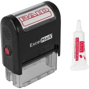 ExcelMark Paid Self Inking Rubber Stamp - Red Ink with 5cc Refill Ink in Kuwait