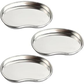 Dental Tray - Prgislew 2 Pack Kidney Trays Stainless Steel Tray Medium Emesis Basin Reusable Metal Kidney Dish for Dental Piercing Lab Instrument Kitchen Pet Bathroom Tools (2pcs)
