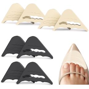 4 Pairs Toe Filler Inserts for Shoes Too Big, Adjustable Toe Plug Reusable Shoes Filler,Shoes Inserts for Women Men Pumps Flats Sneakers(2 Black+2 Beige)