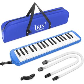 Flexzion Melodica 32 مفتاحًا (أسود) بيانو ميلوديكا لوحة مفاتيح هارمونيكا الرياح الموسيقية مع حقيبة حمل محمولة، 2 أنبوب طويل و2 مجموعة بوق للمبتدئين هدية موسيقية ممتعة
