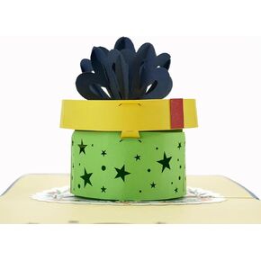 Flying Meow Happy Birthday Secret Gift Box 3D Pop-Up Card - Handcrafted Greeting Card for Birthday
