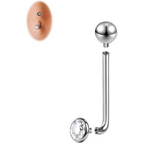 BodyAce 14G Solid Titanium Christina Piercings, Internally Threaded L Bent Christina Barbells, Cubic Zirconia Belly Rings Christina Piercing Jewelry in Kuwait
