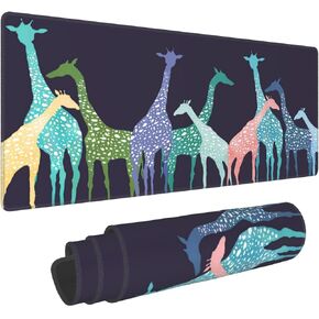 Colorful Giraffe Large Gaming Mouse pad Art Giraffe Blue Desk Pad for Computer Desk Laptop Office 31.5 X 12 Inch Non-Slip Rubber in Saudi Arabia