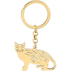 Stainless Steel Silver Gold Plated Cat Keychains Kitten Key Ring Novelty Jewelry Charms Gifts for Women Girls in Kuwait