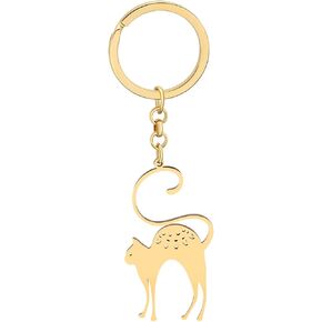 Stainless Steel Silver Gold Plated Cat Keychains Kitten Key Ring Novelty Jewelry Charms Gifts for Women Girls