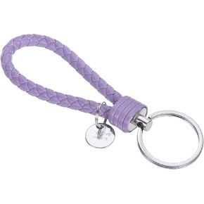 PATIKIL Braided Leather Keychain with Stainless Steel Key Ring Sleeve PU Woven Wristlet Lanyard Strap for Car Pendant