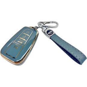 for Toyota Key Fob Cover with Keychain for Toyota Key Fob Case Fit for 2018-2024 Highlander, Avalon, RAV4, Camry, C-HR, Corolla, GT86, Prius, Prado (G-RED)