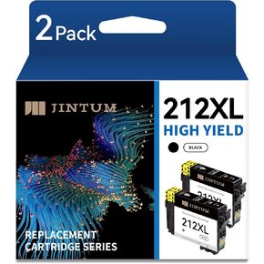استبدال خرطوشة الحبر المعاد تصنيعها JINTUM 212XL لخراطيش حبر Epson 212 لطابعة Expression Home XP-4100 XP-4105 Workforce WF-2850 WF-2830 (2 أسود) in Kuwait