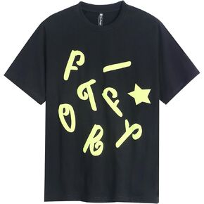 Unisex Graphic Tees Letter Print Y2k Vintage Short Sleeve Shirts Summer Streetwear T-shirt Tops for Men Women