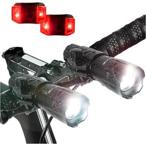 Bright Eyes 2-Pack - Aircraft Aluminium Waterproof 300 Lumen LED Bike Light Set (Headlight, Taillight) - Batteries Included