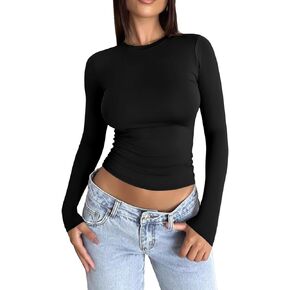 kayamiya Women's Slim Fit Basic T Shirt Crew Neck Long Sleeve Tee Y2K Shapewear Tops Embrace All Collection Fits Everybody