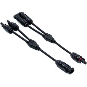 Solar Connector Y Branch 1 to 3 4-Way Connector Adapter Splitter Combiner Parallel Adapter Cable Wire Plug Tool Kit for Solar Panel 1 Pair（M/FFF and F/MMM）