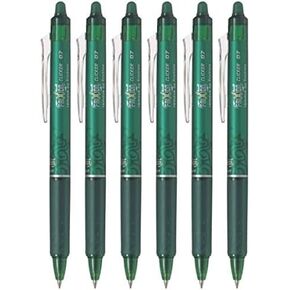 PILOT FriXion Ball Clicker Retractable Erasable Gel Pen, Fine Point, 0.7mm, Green Ink, 6 Count
