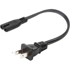 Short 1-Feet C7 Power Cord, Short One Foot Figure 8 Power Cable, 1 Feet 2-Prong to IEC C7 Short Power Cord for Desktop Charger, Wall Mounted Speakers, Battery Chargers