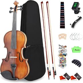 Oneder Premium 1/2 Violin Set for Adults Performance - Vintage Fiddle for Beginners with Hard Case, Bow, Shoulder Rest, Rosin, Tuner, Extra Bridge Strings