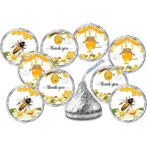 216 Bumble Bee Kisses Labels, Themed Stickers for Baby Shower Or Birthday Party, Event Decorations, Thank You Stickers, Wrappers, Honey Favors Great for Tags, and Supplies. Made in USA